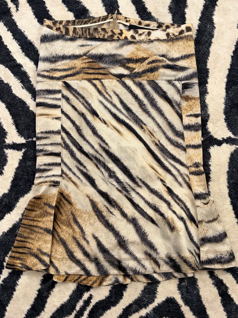 Stunning Vintage 90s Just Cavalli Tiger Skirt, Animal Print Midi Skirt